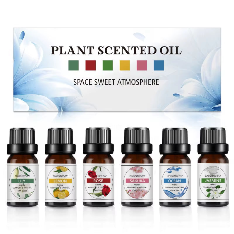 Pure Essential Oils 10ML with Diffuser Reed Oils Refill Diffuser Aromatic Oil Jasmine Sakura Lemon Rose Vanilla Essential Oils