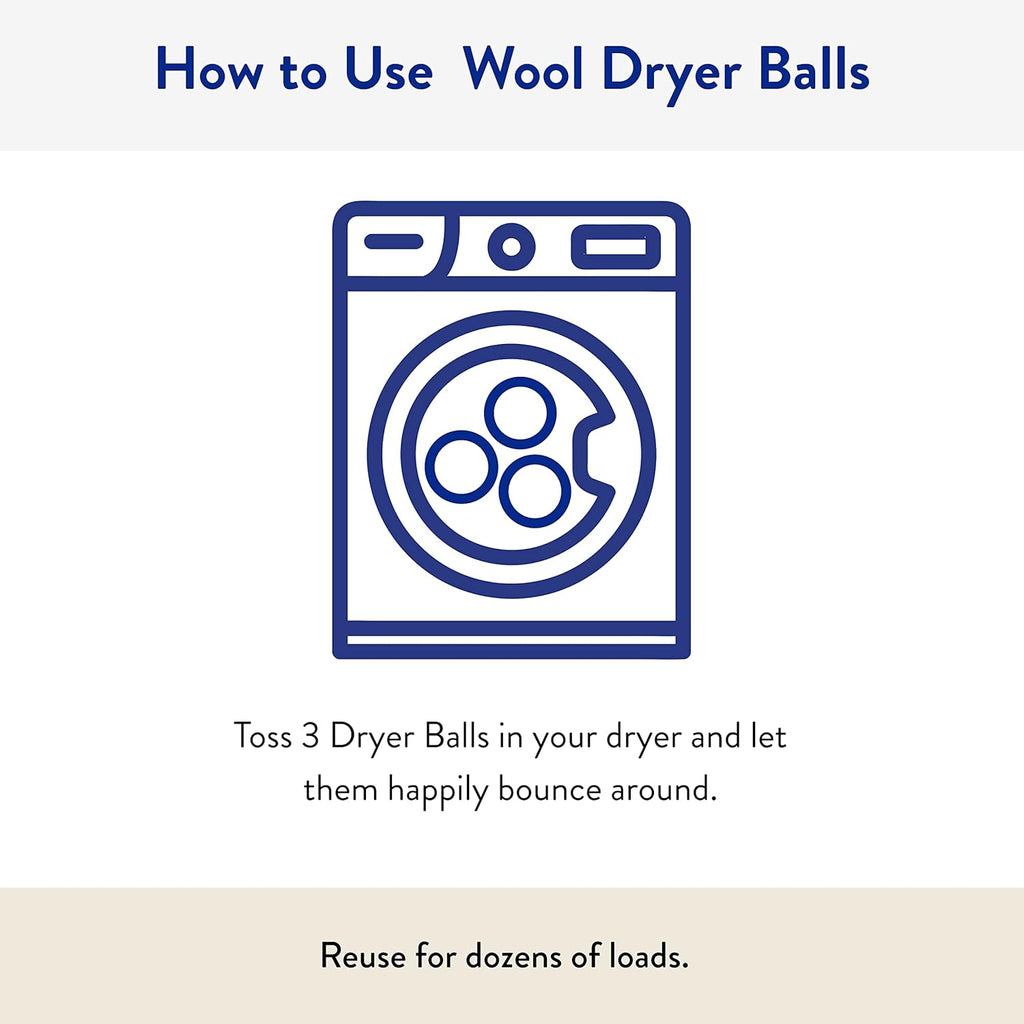 100% New Zealand Wool Dryer Balls - 6 Pack - for Laundry, Fabric Softening, anti Static, No Lint, Odorless and Reusable