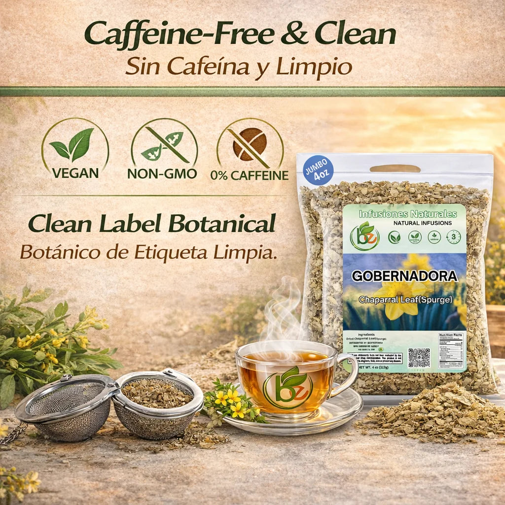 Gobernadora Tea (Chaparral Leaf) – 4 Oz Loose Leaf Herbal Tea – 100% Natural, Vegan, Caffeine-Free – Traditional Herb for Wellness – Includes Stainless Steel Tea Infuser Ball