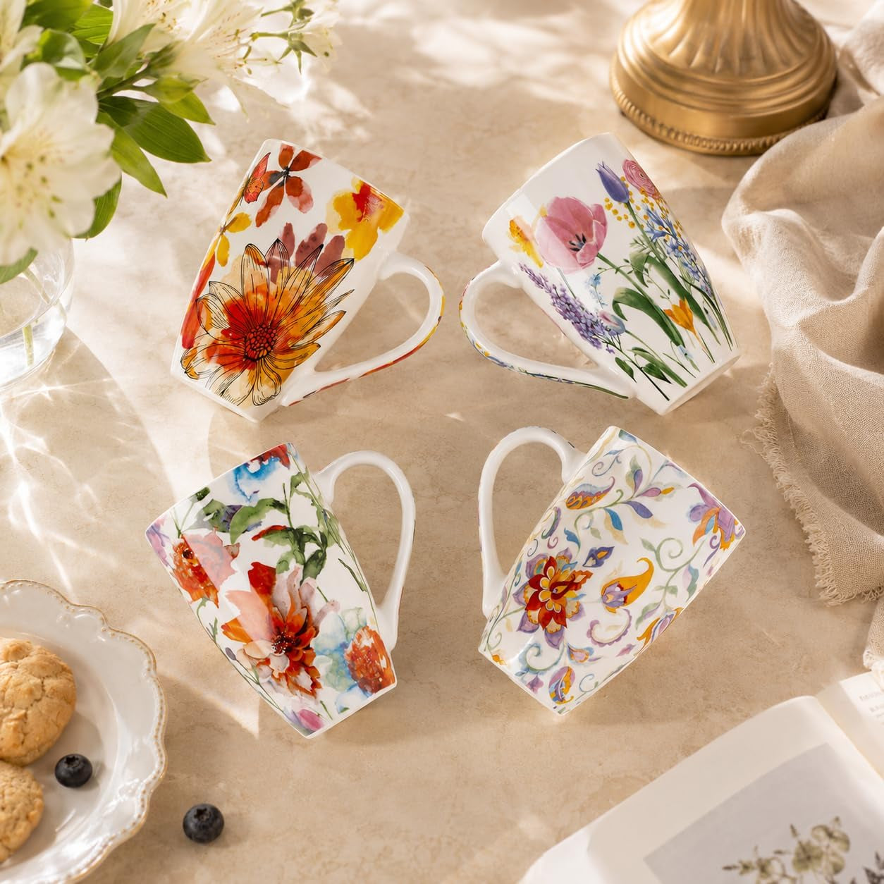Tea Mug with Infuser and Lid, 18 Ounce Large Ceramic Loose Leaf Cup, Microwave, Dishwasher Safe, Perfect for Tea Lovers