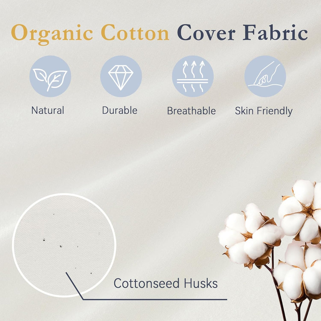 ® Goose Feather down Pillows, 100% Organic Cotton Cover, Luxury Hotel Collection Bed Pillows for Sleeping Set of 2, Queen Size
