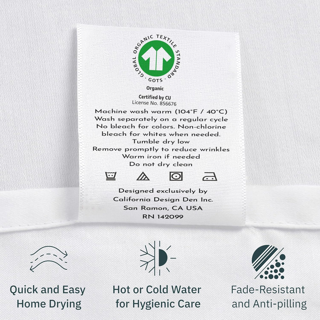 Full Sheet Set Floral, 100% Organic Cotton Percale Sheets, Deep Pocket Full Sheets & Pillowcase Set - Floral