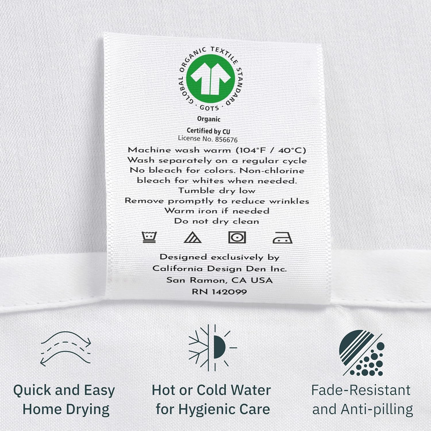 Full Sheet Set Floral, 100% Organic Cotton Percale Sheets, Deep Pocket Full Sheets & Pillowcase Set - Floral