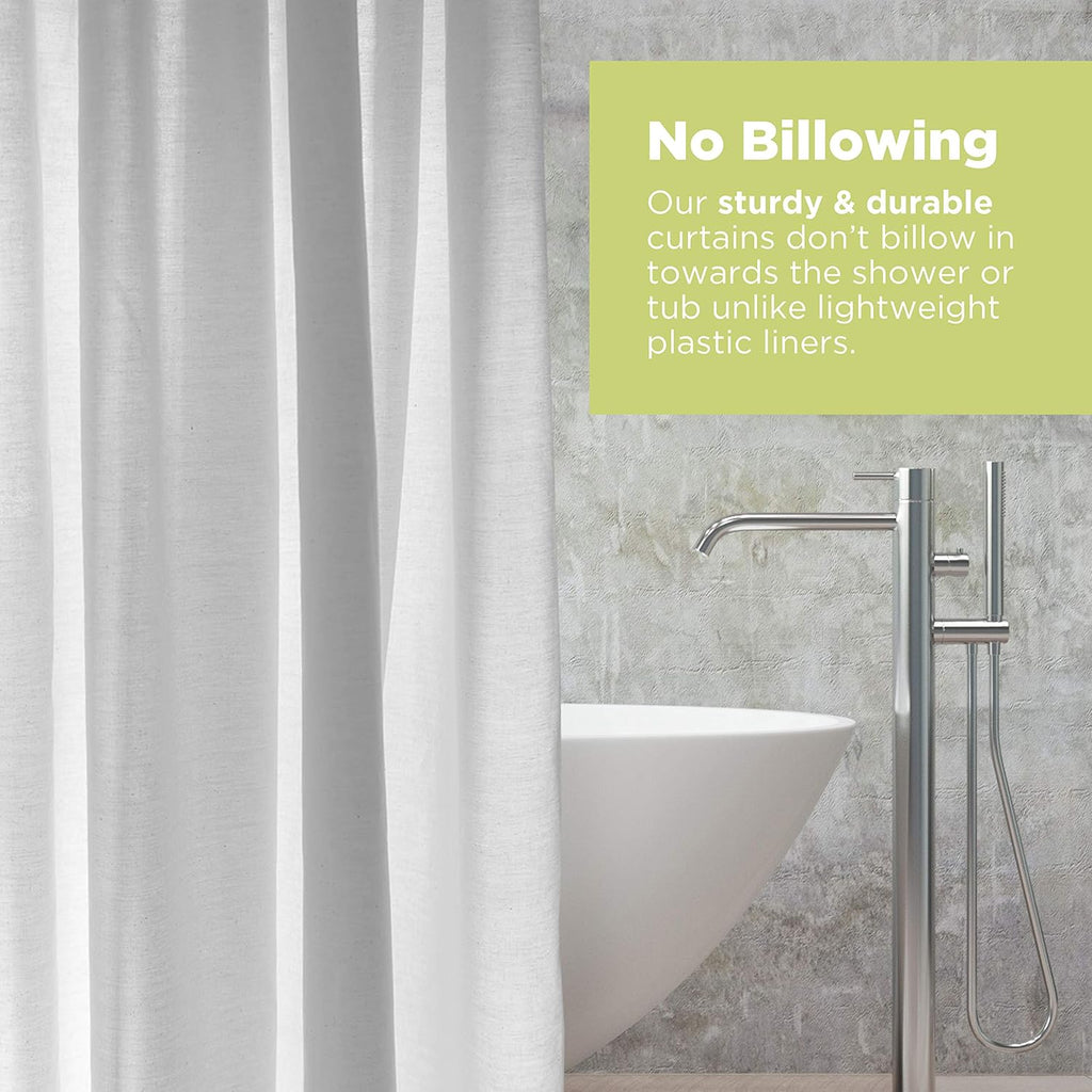 Organic Cotton Shower Curtain Liner - Durable and Breathable Standard Bathtub Shower Curtain - a Stylish Quality Bathroom Drape for Master Bath Tubs, Guest Bathrooms and Dorms - 70"X74", White