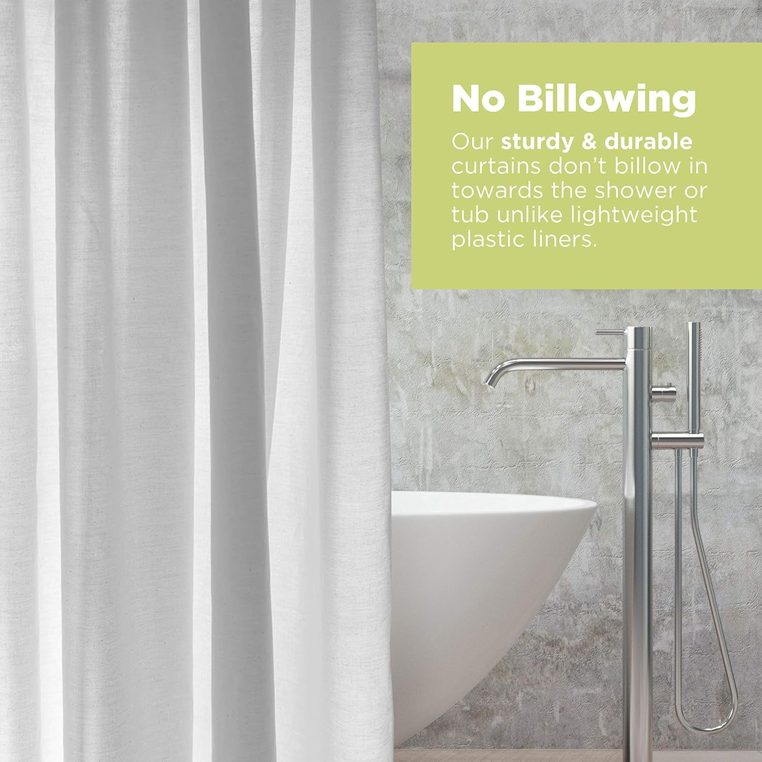 Organic Cotton Shower Curtain Liner - Durable and Breathable Standard Bathtub Shower Curtain - a Stylish Quality Bathroom Drape for Master Bath Tubs, Guest Bathrooms and Dorms - 70"X74", White