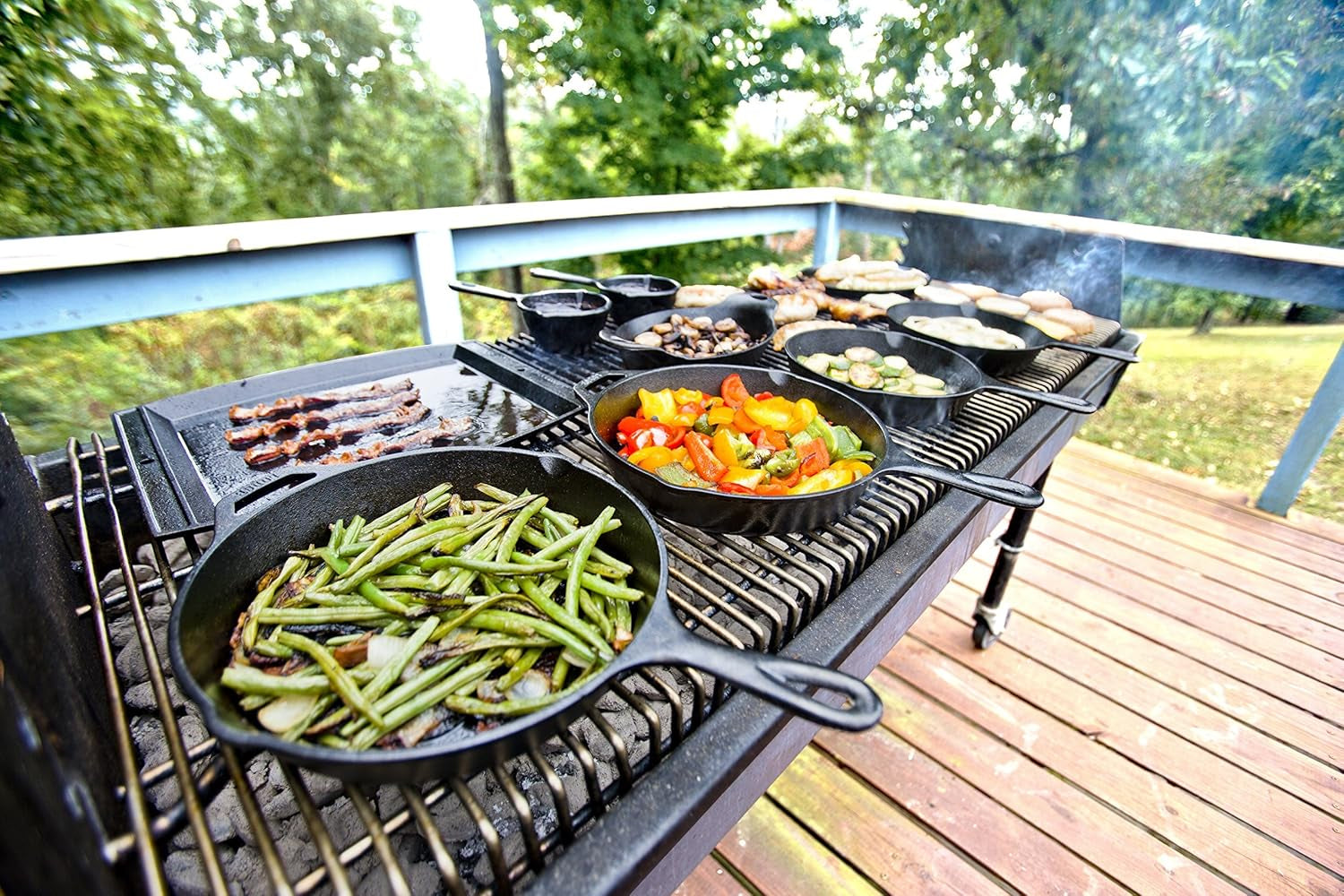 5 Quart Pre-Seasoned Cast Iron Deep Skillet - Signature Teardrop Handle & Assist Handle - Use in the Oven, on the Stove or Grill, or over a Campfire - Black | Camping-Cooking-Utensils