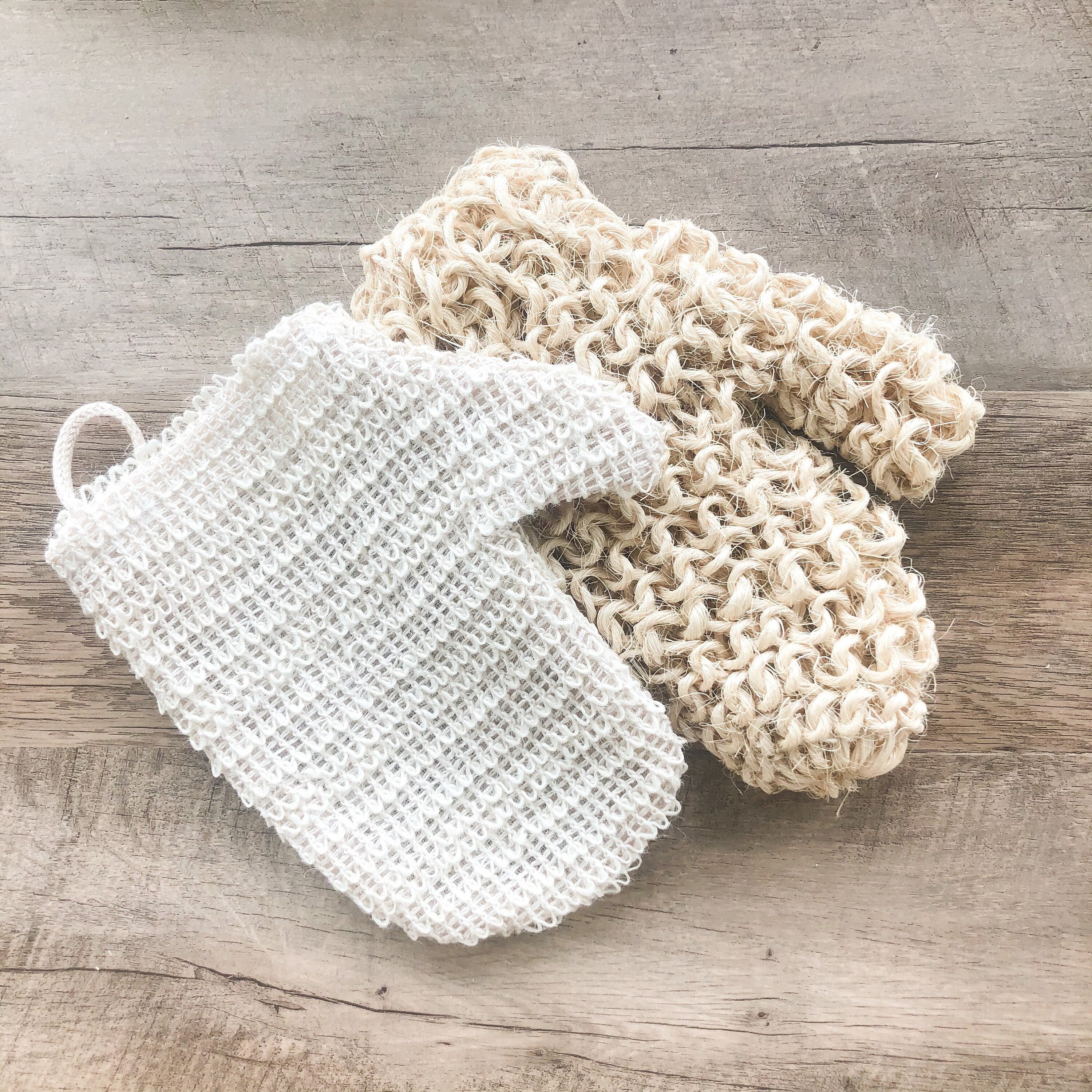 Natural Sisal Bath Mitt - Zero Waste Organic Exfoliating Bath Glove - Plastic Free Sustainable Shower