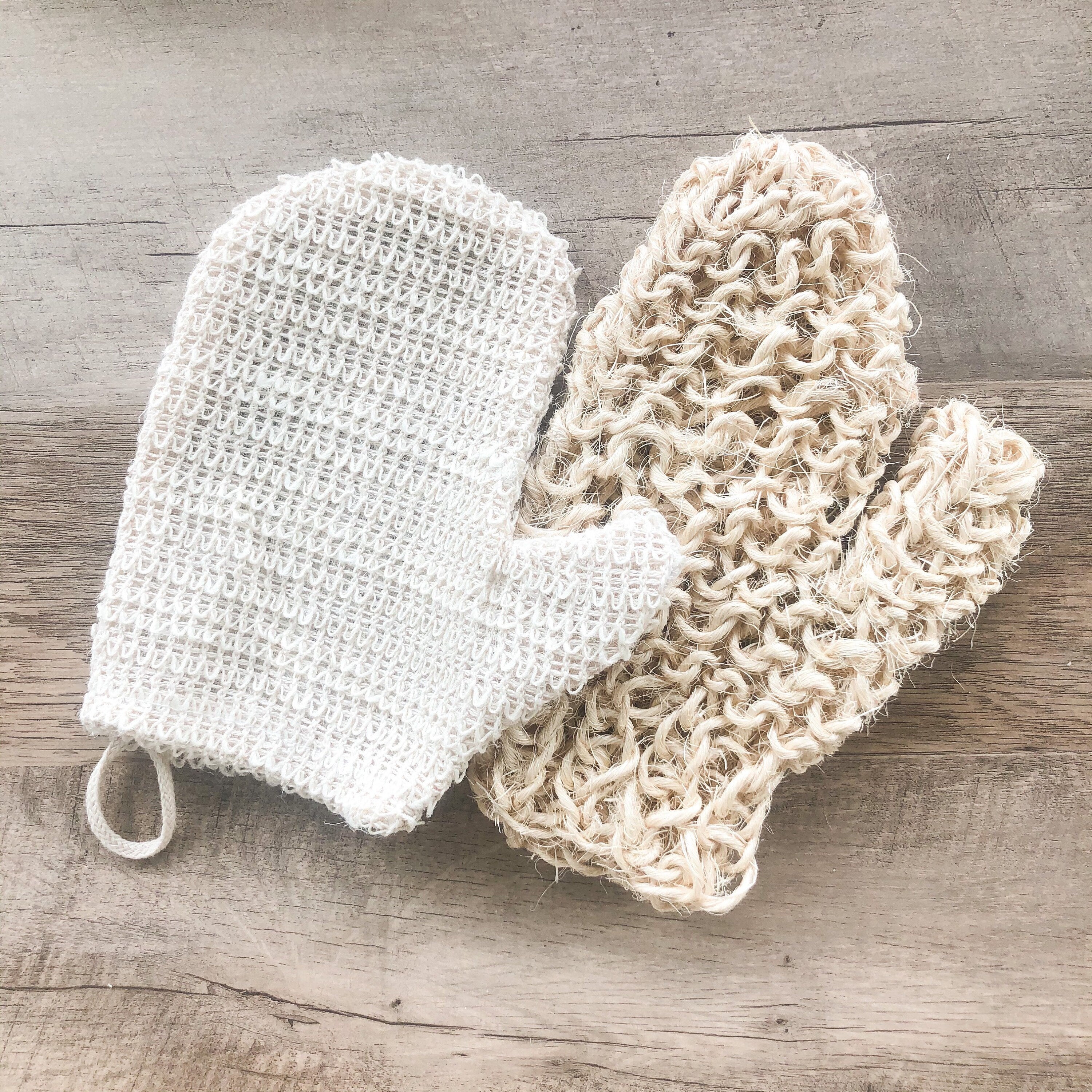 Natural Sisal Bath Mitt - Zero Waste Organic Exfoliating Bath Glove - Plastic Free Sustainable Shower